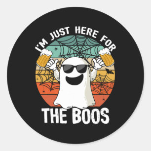 I'm Just Here For The Boos Funny Halloween Beer Lo Classic Round Sticker