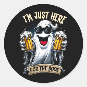 Im just here for The boos _ Funny Halloween Ghost Classic Round Sticker
