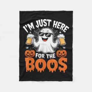 I'm Just Here For The Boos Funny Halloween Ghost Fleece Blanket
