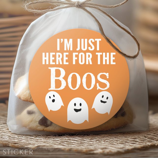 I'm Just Here for the Boos - Funny Halloween Party Classic Round Sticker (Custom Sticker)