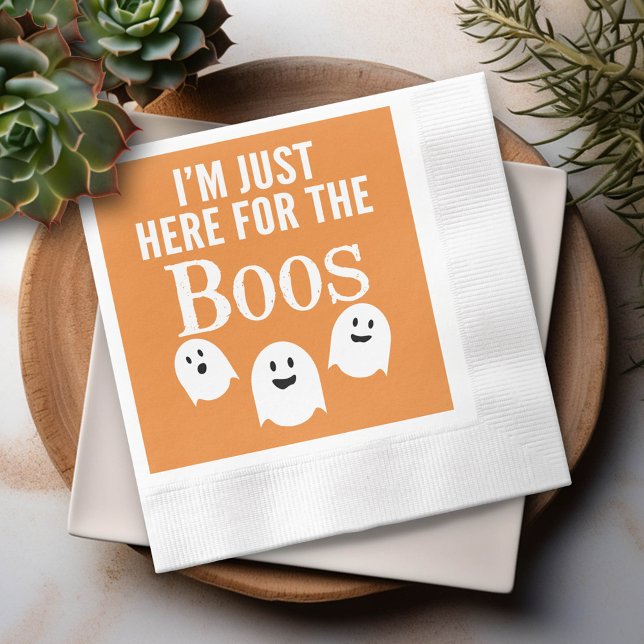 I'm Just Here for the Boos - Funny Halloween Party Napkin (Custom Party Napkins)