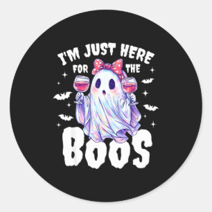Im Just Here For The Boos Funny Halloween Women Gh Classic Round Sticker