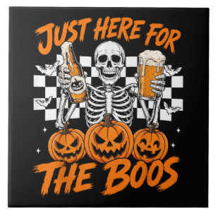 I'm Just Here for The Boos Halloween Skeleton Ceramic Tile