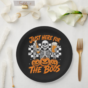 I'm Just Here for The Boos Halloween Skeleton Paper Plate