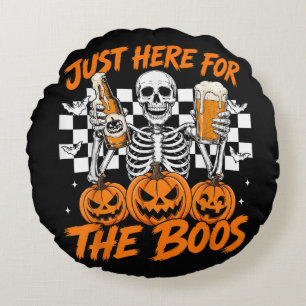 I'm Just Here for The Boos Halloween Skeleton Round Cushion