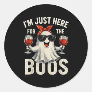I'm Just Here For The Boos Halloween Women Ghost C Classic Round Sticker