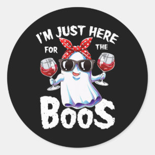 I'm Just Here For The Boos Halloween Women Ghost C Classic Round Sticker