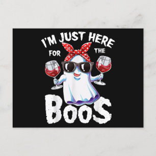 I'm Just Here For The Boos Halloween Women Ghost C Holiday Postcard