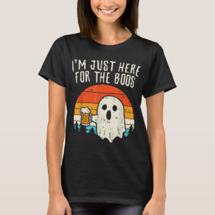 Im Just Here For The Boos Retro Ghost Beer Hallowe T-Shirt