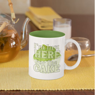 I'm Just here for the cake, matcha cake Two-Tone Coffee Mug