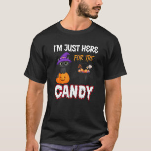 Im Just Here For The Candy Cat Witch Halloween T-Shirt