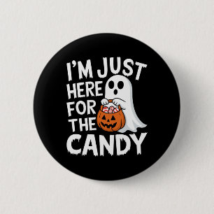 I'm Just Here For The Candy Halloween Pun Lollipop 6 Cm Round Badge