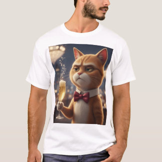 I'm Just Here for the Champagne – Grumpy Party Cat T-Shirt