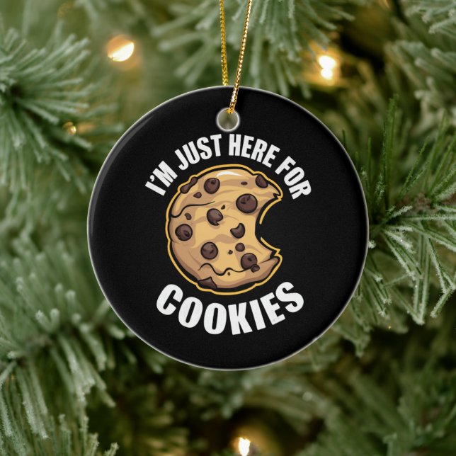 I'm Just Here For The Cookies Funny Christmas Ceramic Ornament (Tree)