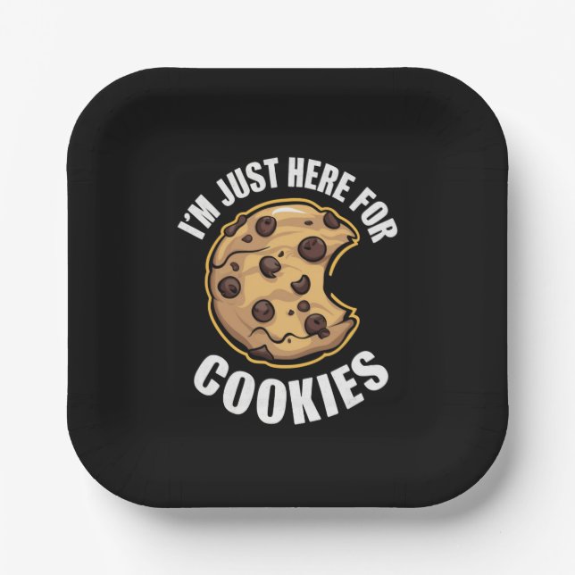 I'm Just Here For The Cookies Funny Christmas Paper Plate (Front)