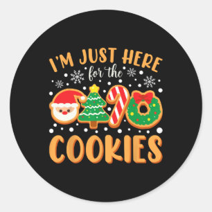 I'm Just Here For The Cookies Funny Xmas Meme Cute Classic Round Sticker
