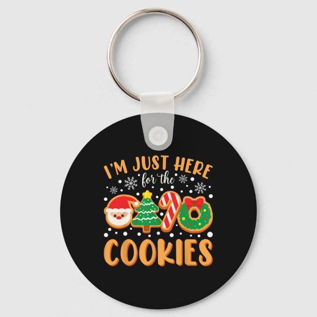 I'm Just Here For The Cookies Funny Xmas Meme Cute Key Ring (Front)