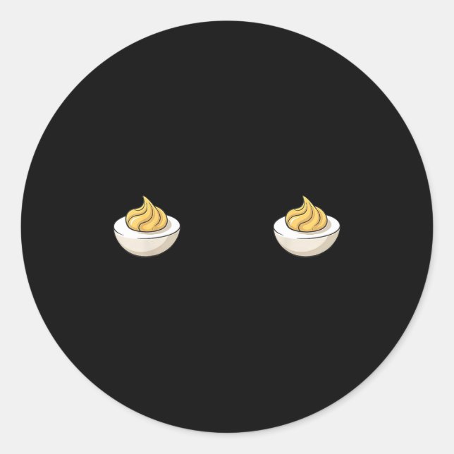 I'm Just Here For The Deviled Eggs Funny Couple Ma Classic Round Sticker (Front)