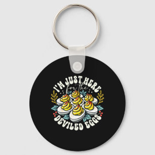 I'm Just Here For The Deviled Eggs Funny Thanksgiv Key Ring