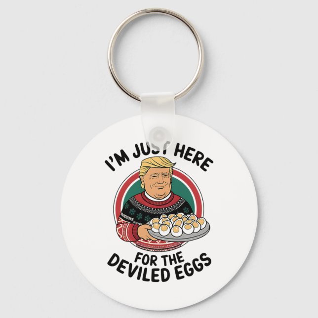 I'm Just Here For The Deviled Eggs Funny Thanksgiv Key Ring (Front)