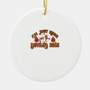 I'm Just Here For The Deviled Eggs Groovy Thanksgi Ceramic Ornament