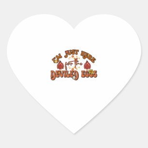 I'm Just Here For The Deviled Eggs Groovy Thanksgi Heart Sticker