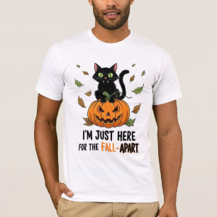 I'm Just Here for the Fall-Apart Halloween Cat Pun T-Shirt