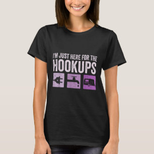 Im Just Here For The Hookups Funny Camp Rv Camper  T-Shirt