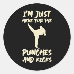 Im Just Here For The Punches Kickboxing Kickboxer Classic Round Sticker