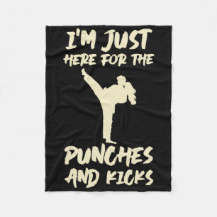 Im Just Here For The Punches Kickboxing Kickboxer Fleece Blanket