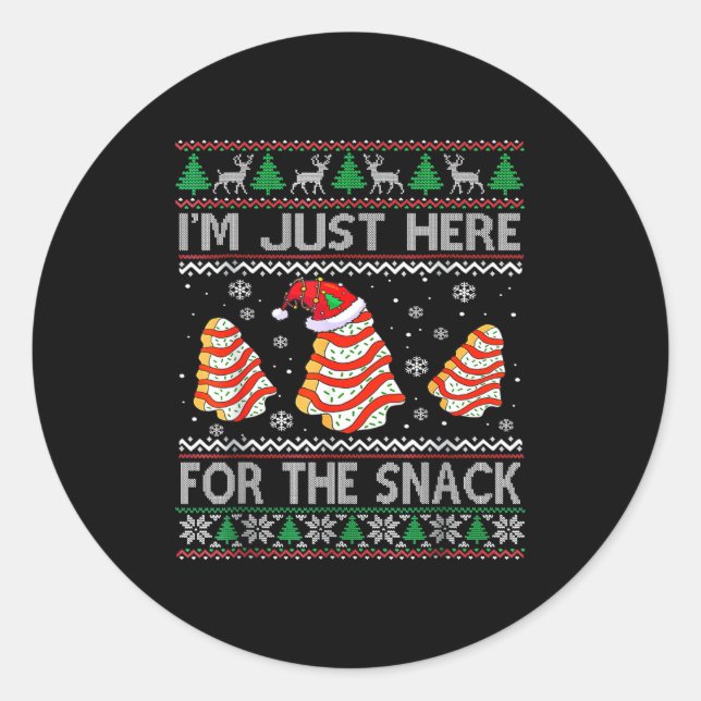 I'm Just Here For The Snack Christmas Cakes Debbie Classic Round Sticker (Front)