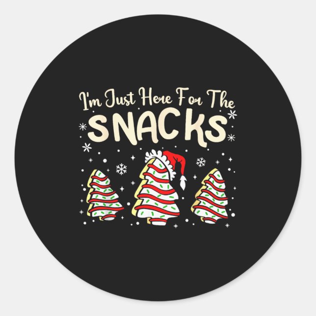 I'm Just Here For The Snacks Christmas Cakes Debbi Classic Round Sticker (Front)