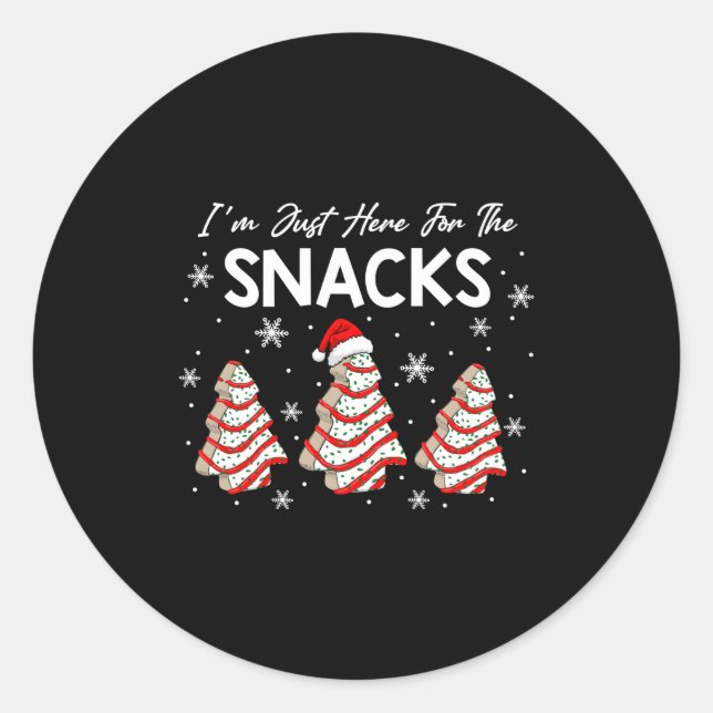 I'm Just Here For The Snacks Christmas Cakes Debbi Classic Round Sticker (Front)