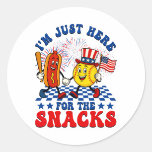 I'm Just Here For The Snacks Softll Hotdog 4th Of Classic Round Sticker