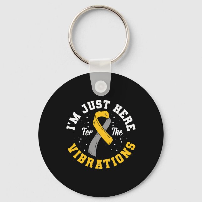 I'm Just Here For The Vibrations ASL Deaf Awarenes Key Ring (Front)