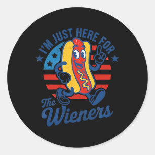 I'm Just Here For The Weiners Funny 4th Of July Pa Classic Round Sticker