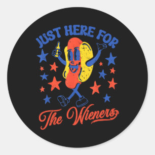 I'm Just Here For The Wieners 4th Of July Hot Dog  Classic Round Sticker