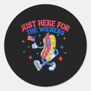 I'm Just Here For The Wieners 4th Of July Hot Dog Classic Round Sticker