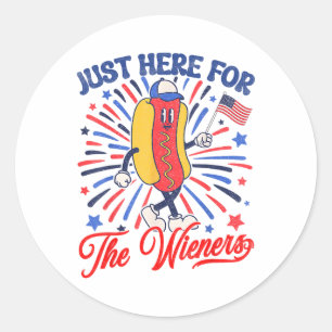 I'm Just Here For The Wieners 4th Of July Hot Dog  Classic Round Sticker
