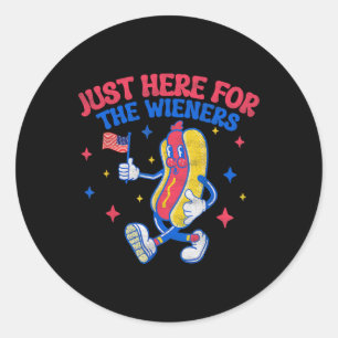 I'm Just Here For The Wieners 4th Of July Hot Dog Classic Round Sticker