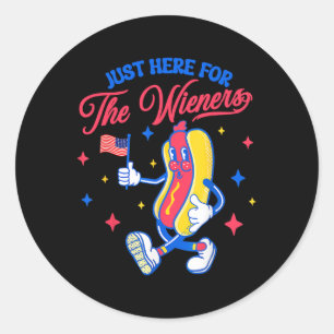 I'm Just Here For The Wieners 4th Of July Hot Dog  Classic Round Sticker
