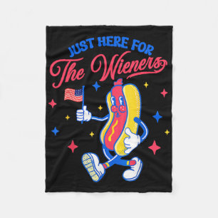 I'm Just Here For The Wieners 4th Of July Hot Dog  Fleece Blanket