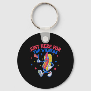 I'm Just Here For The Wieners 4th Of July Hot Dog Key Ring