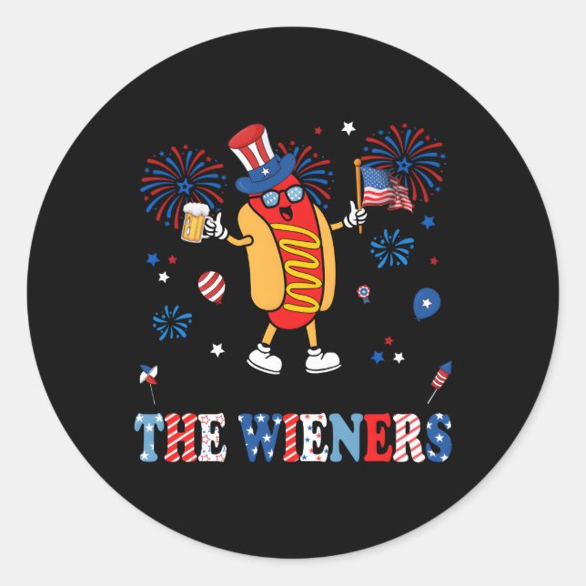 I'M Just Here For The Wieners 4Th Of July Usa Classic Round Sticker (Front)