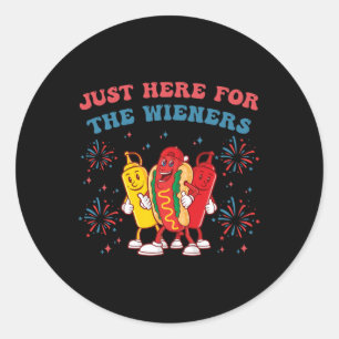 I'm Just Here For The Wieners Funny 4th Of July Bb Classic Round Sticker