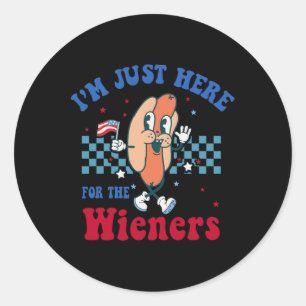 I'm Just Here For The Wieners Funny 4th Of July Bb Classic Round Sticker