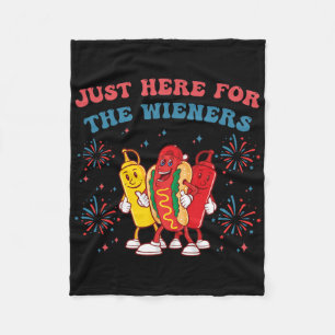 I'm Just Here For The Wieners Funny 4th Of July Bb Fleece Blanket
