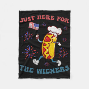 I'm Just Here For The Wieners Funny 4th Of July Bb Fleece Blanket