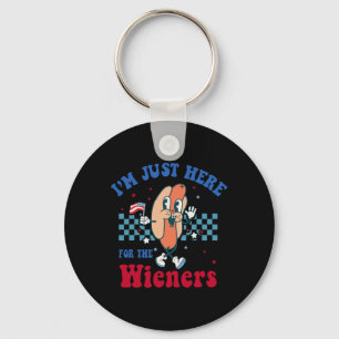 I'm Just Here For The Wieners Funny 4th Of July Bb Key Ring