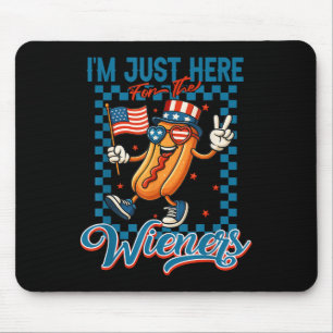 Im Just Here For The Wieners Funny 4th Of July Hot Mouse Pad